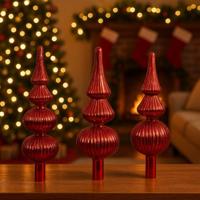 Piek glas L7b7,2h31 cm kerstrood a3 Decoris - Decoris - thumbnail
