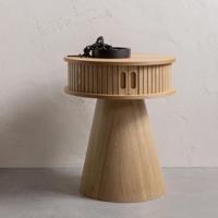 WOOOD Rond Nachtkastje 'Karri' Populierenhout, 38cm - thumbnail