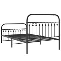 Bedframe met hoofd- en voeteneinde metaal zwart 107x203 cm - thumbnail