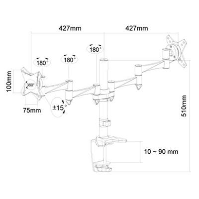 Neomounts Bureausteun FPMA-D1330DSILVER bevestiging Neomounts Bureausteun FPMA-D1330DSILVER bevestiging
