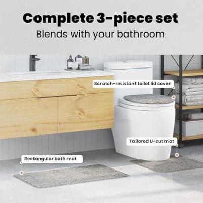 Antislip Badmat Set 3 pcs Grijs PP