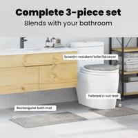 Antislip Badmat Set 3 pcs Grijs PP - thumbnail