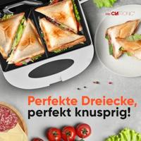 Clatronic ST 3813 Sandwich toaster Automatische temperatuuraanpassing, Anti-aanbaklaag Wit - thumbnail