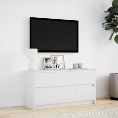 Tv-meubel met LED 100x34x50 cm bewerkt hout wit