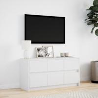 Tv-meubel met LED 100x34x50 cm bewerkt hout wit - thumbnail