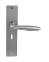 Deurklink Luno massief op langschild sleutelgat 56mm - thumbnail