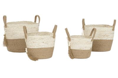 Basket spelset Home ESPRIT Natuurlijk Lichtbruin Jute Maïsvezel Modern 40 x 40 x 41 cm