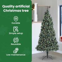 VidaXL Kunstmatige voorverlichte kerstboom met bolset groen 240 cm pet - thumbnail