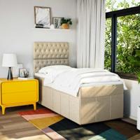 Boxspring met matras stof crèmekleurig 90x200 cm - thumbnail