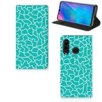 Huawei P30 Lite New Edition | Bookcase | Cracks Blue - thumbnail