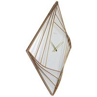 NeXtime NE-3268 Turning Square Wandklok Groot 85 cm Goud/Wit/Metaal - thumbnail