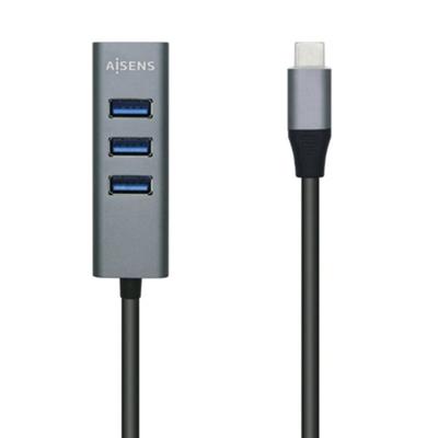 AISENS A109-0508 HUB USB 3.1 USB-C, USB-C/M-4xType A/H, grijs, 15 cm
