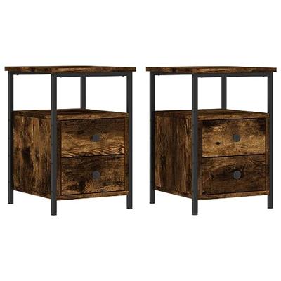 Nachtkastjes 2 st 34x35,5x50 cm bewerkt hout gerookt eikenkleur