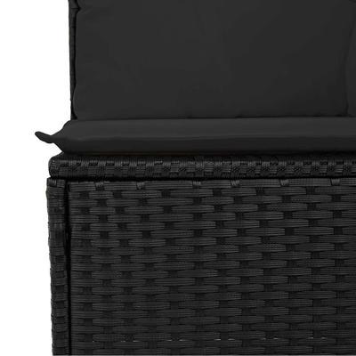 6-delige Loungeset met kussens poly rattan acacia zwart - thumbnail