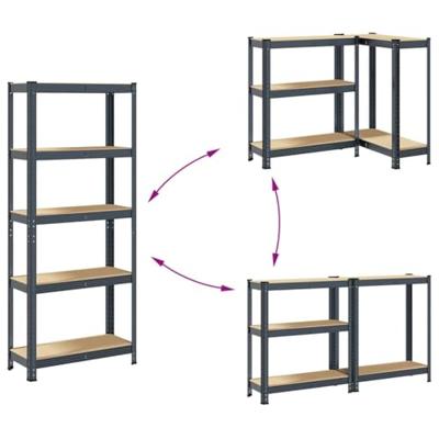 VidaXL Opbergrek 5-laags staal & bewerkt hout antracietkleurig - thumbnail