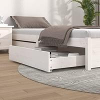 Bedlades 2 st massief grenenhout wit - thumbnail