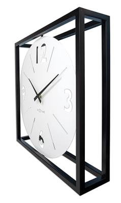 Tafel-/wandklok 40 x 40 x 9,5 cm - Metaal - Zwart/wit - NeXtime 'Time Frame'