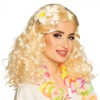 Pruik Leilani blond met bloem - thumbnail