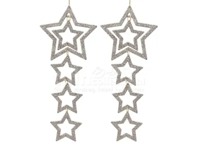 Kerstornament Ster Glitters Plastic 22cm 2st