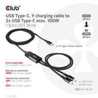Club3D 100W USB Type-C - 2x USB Type-C 1.8m - thumbnail