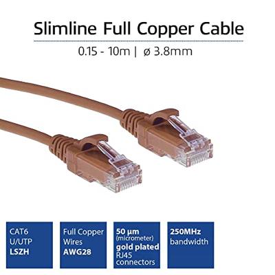 ACT Bruine 7 meter LSZH U/UTP CAT6 datacenter slimline patchkabel snagless met RJ45 connectoren ACT Bruine 7 meter LSZH U/UTP CAT6 datacenter slimline patchkabel snagless met RJ45 connectoren