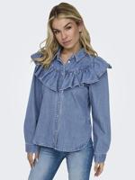 Only Onlindigo Ls Frill Dnm Shirt Qyt Noos Blouse Medium Blue Denim - thumbnail