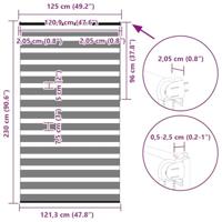 VidaXL Zebra rolgordijn 125x230 cm stofbreedte 120,9cm polyester bruin - thumbnail