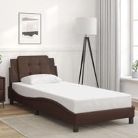 Bedframe met LED zonder matras "Zadar" kunstleer bruin 90x190 cm - thumbnail
