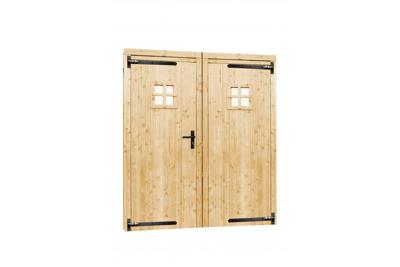 Vuren dubbele 1-ruits deur inclusief kozijn - 168x201 cm- - Hout- Woodvision