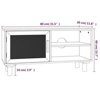Tv-meubel 80x30x40 cm massief grenenhout en rattan zwart - thumbnail