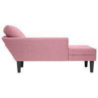 Chaise longue met kussen en rechterarmleuning fluweel roze - thumbnail