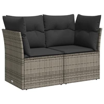 11-delige Loungeset met kussens poly rattan grijs