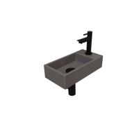 INK - Fonteinpack Quartz Rechts incl. Fonteinkraan - Design Sifon - Design Plug en Montageset - 360x180x90 Mm - Quartz Beton/mat Zwart - thumbnail