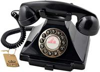 GPO Carrington Classic Retro Push-Button Phone - Pull-Out Tray, Traditional Bell Ring Tone - Black - thumbnail