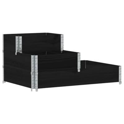 Verhoogde plantenbak 3-laags 120x80 cm massief grenenhout zwart Verhoogde plantenbak 3-laags 120x80 cm massief grenenhout zwart