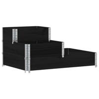 Verhoogde plantenbak 3-laags 120x80 cm massief grenenhout zwart - thumbnail