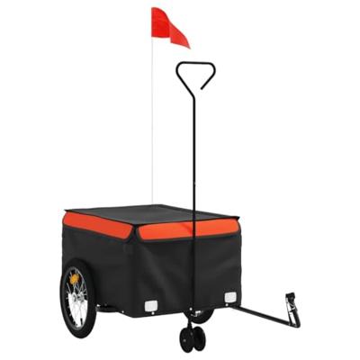 VidaXL Fietstrailer 45 kg ijzer zwart en oranje VidaXL Fietstrailer 45 kg ijzer zwart en oranje