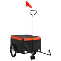 VidaXL Fietstrailer 45 kg ijzer zwart en oranje - thumbnail