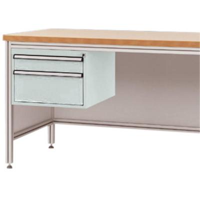 Manuflex ZB4572.7035 Behuizing onderbouw voor alu-werkbanken, gebruiksh. 300 mm met 2 lades, voor tafel diepte 800 mm