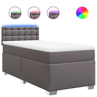 Boxspring met matras kunstleer grijs 180x200 cm - thumbnail