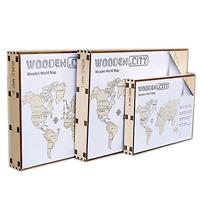 Wooden City wereldkaart 83 x - thumbnail