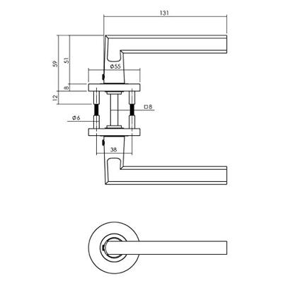 Intersteel Deurkruk Hoek 90°-vlak op rozet - aluminium/zwart Intersteel Deurkruk Hoek 90°-vlak op rozet - aluminium/zwart