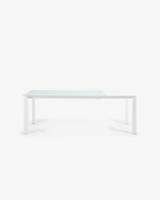 Kave Home Kave Home Eettafel Axis, Axis uitschuifbare tafel in wit glas en wit stalen poten 160 (220) cm - thumbnail