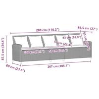 Tuinbank 5-zits met kussens poly rattan zwart - thumbnail
