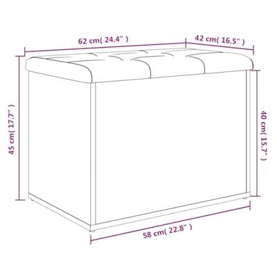 Opbergbankje 62x42x45 cm bewerkt hout gerookt eikenkleurig Opbergbankje 62x42x45 cm bewerkt hout gerookt eikenkleurig
