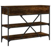 Wandtafel met lades en schappen bewerkt hout gerookt eikenkleur - thumbnail