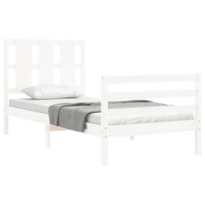 Bedframe met hoofdbord massief hout wit