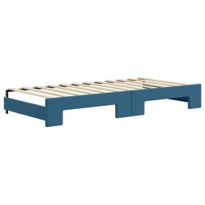 Slaapbank met onderschuifbed en lades 90x200 cm fluweel blauw