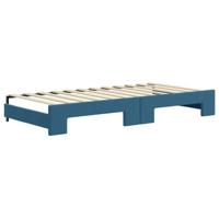 Slaapbank met onderschuifbed en lades 90x200 cm fluweel blauw - thumbnail
