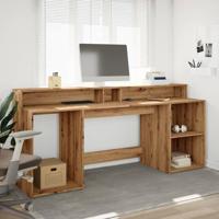 Bureau met LED-verlichting 200x55x91 cm hout artisanaal eiken - thumbnail